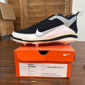 New in box-Nike Air Show Elite 2 Men’s Sz 12 Black/white-Met Silver Cleats